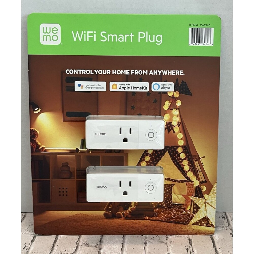 Wemo WiFi Smart Plug 2 Pack White 1068540 Apple HomeKit Alexa Google Assistant